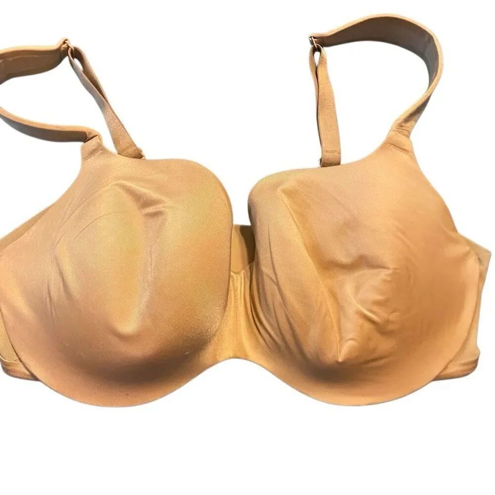 Cacique size 38 DD tan wired lightly padded bra adjustable straps, thick wide st